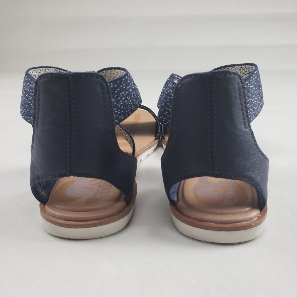 Sorel Ella II Strappy Sandal Womens 8.5 Blue Leather Slip On Open Toe Flat - Picture 9 of 11